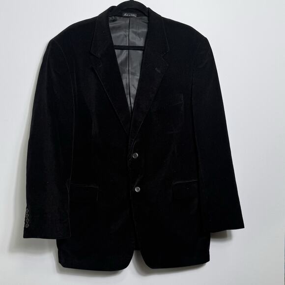 Alan Flusser Black Corduroy Blazer Sport Coat Men’s 44R Classic 2 Button Jacket - Picture 2 of 13